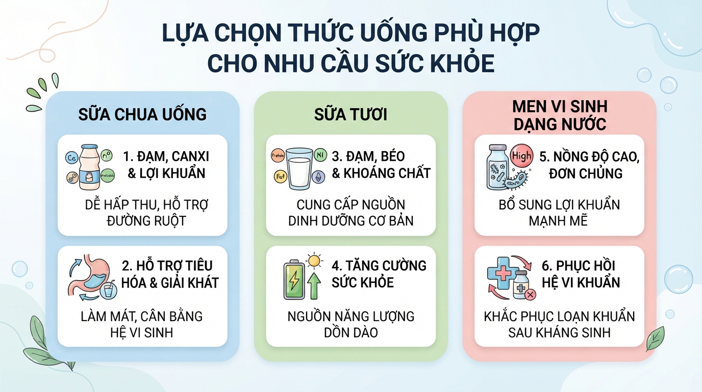 Sữa chua uống: Tác dụng, cách dùng và lưu ý cho hệ tiêu hóa khỏe mạnh
