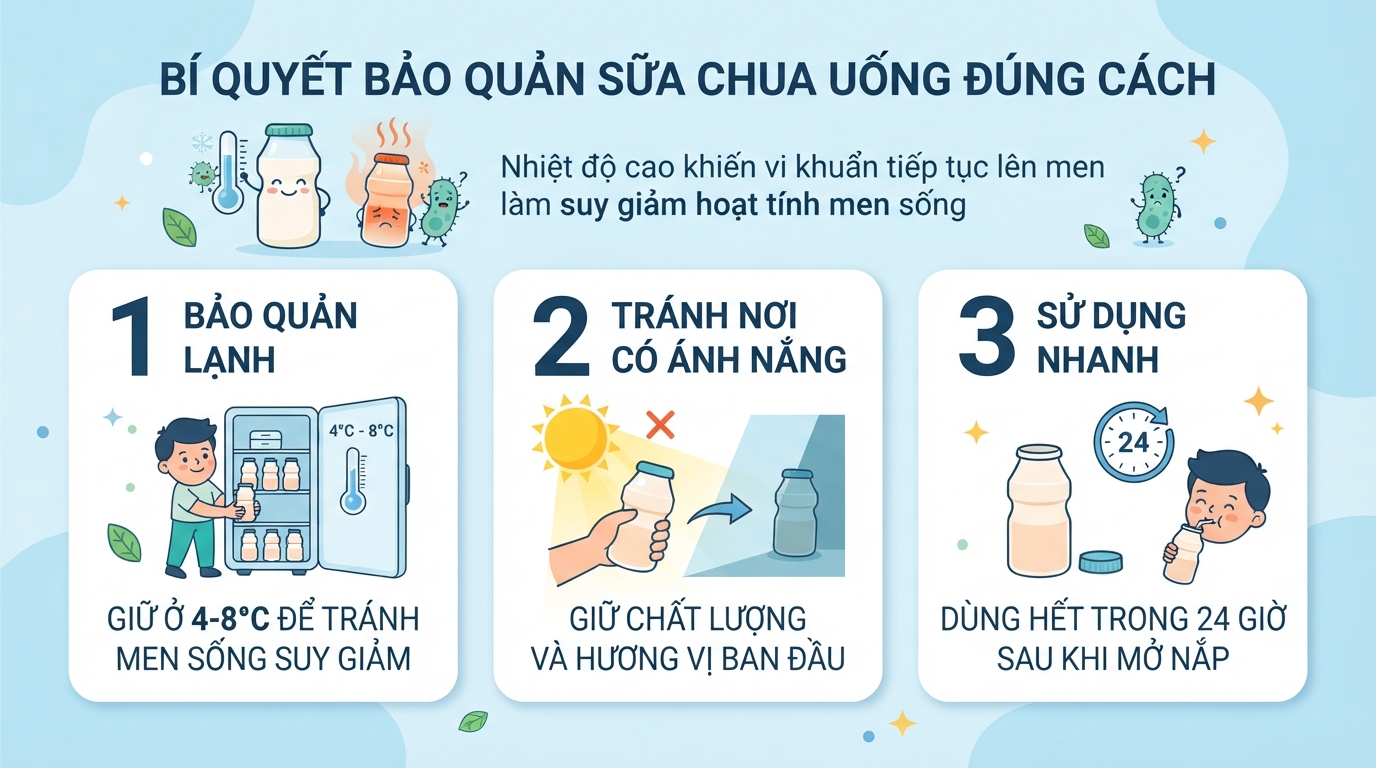Nhiệt độ cao khiến vi khuẩn tiếp tục lên men làm suy giảm hoạt tính men sống.