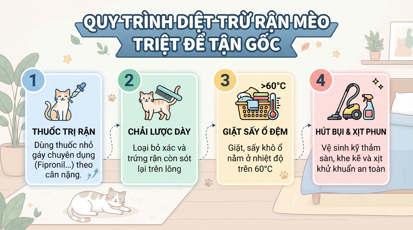 Rận mèo cắn người nguy hiểm không? Dấu hiệu và cách xử lý đúng cách