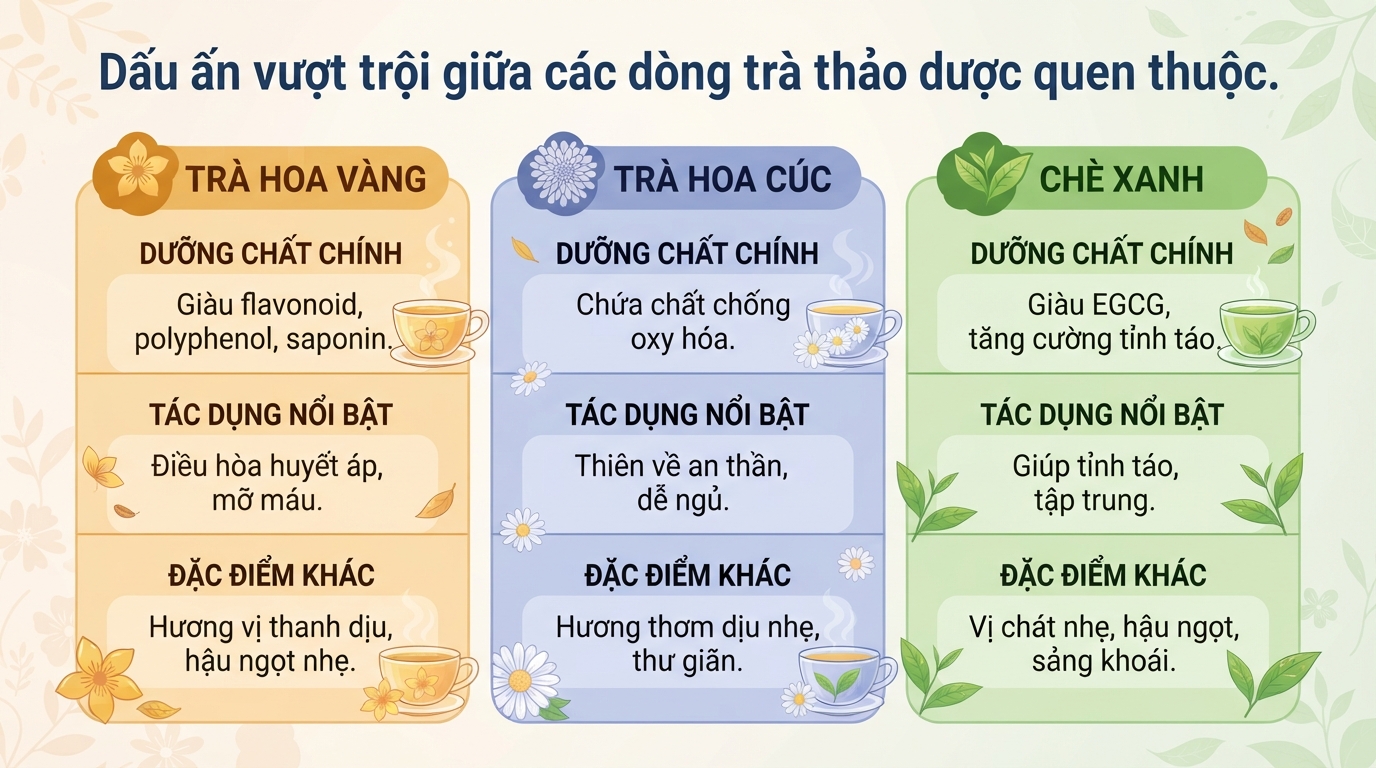 Trà hoa vàng có tác dụng gì? Cách dùng và lưu ý cho sức khỏe