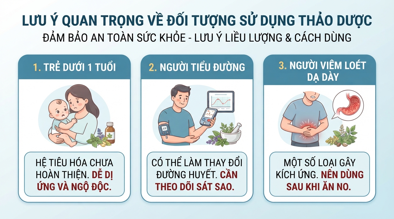 Những lưu ý quan trọng về đối tượng sử dụng để đảm bảo an toàn sức khỏe.