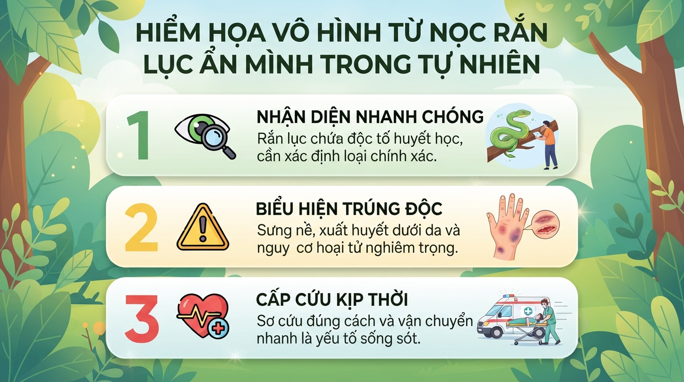 Rắn lục có độc không? Cách phân biệt và sơ cứu khi bị rắn lục cắn