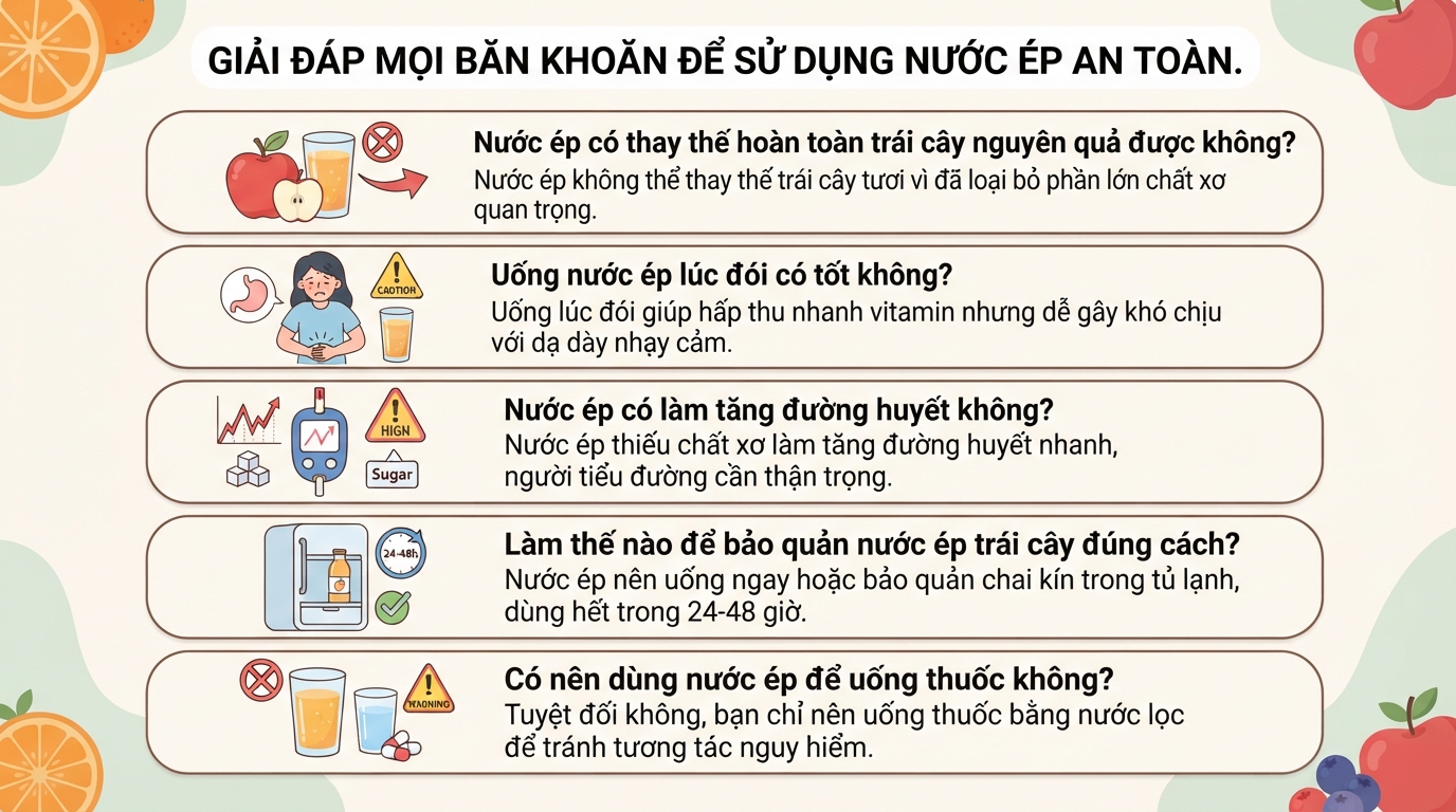 Nước ép trái cây có tốt không? Lợi ích dinh dưỡng và nguy cơ từ đường tự nhiên