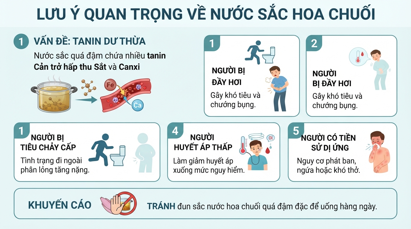 Nước sắc quá đậm chứa nhiều tanin gây cản trở hấp thu sắt và canxi.