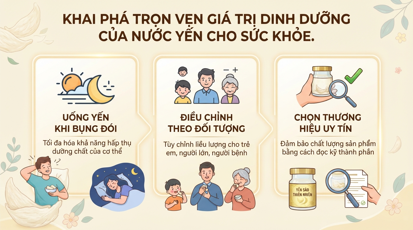 Uống nước yến lúc nào tốt nhất? Thời điểm sử dụng và lưu ý cần biết