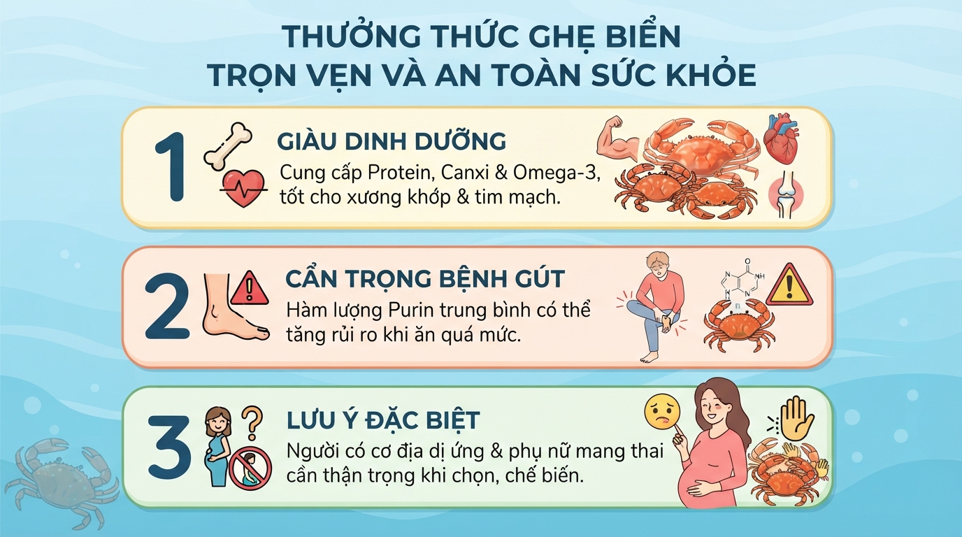 Ghẹ có tác dụng gì? Giá trị dinh dưỡng và lưu ý khi ăn đúng cách