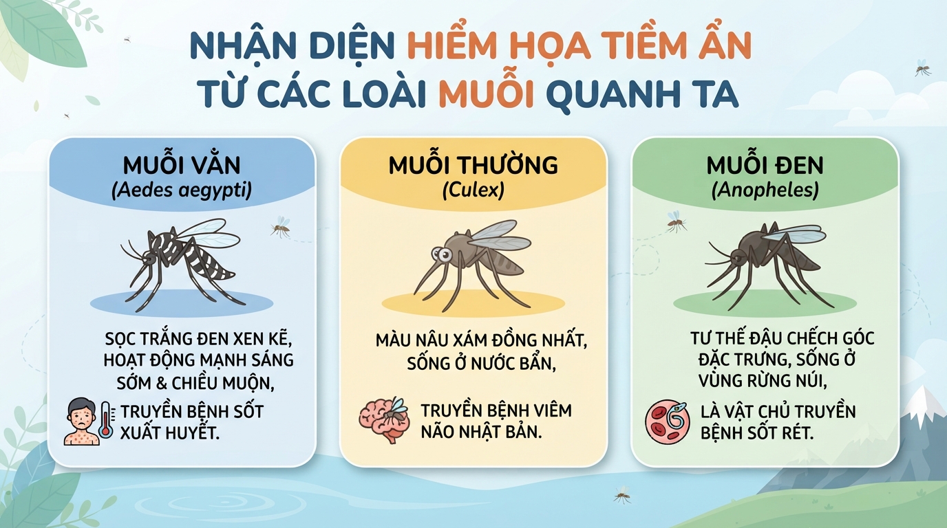 Cách phân biệt muỗi vằn và muỗi thường để phòng tránh sốt xuất huyết