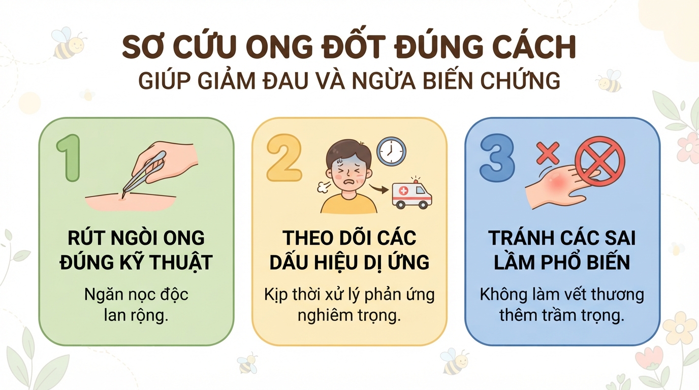 Bị ong đốt nên làm gì? Cách sơ cứu và xử lý vết thương hiệu quả tại nhà