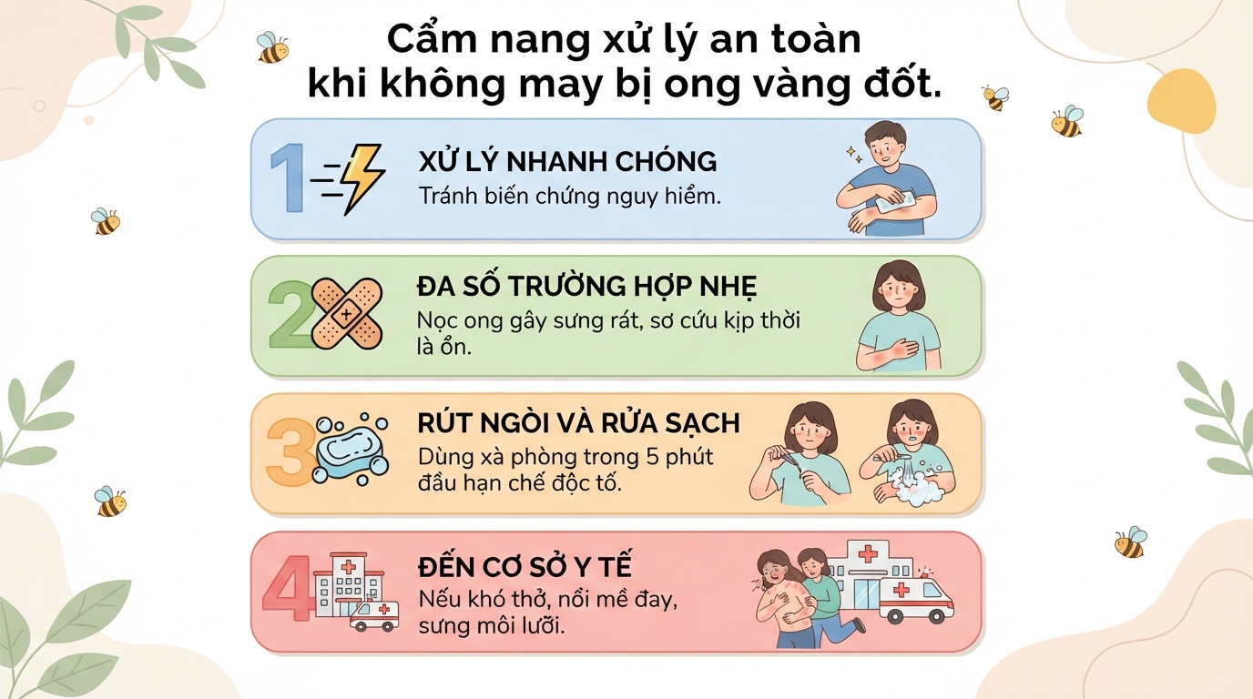 Bị ong vàng đốt có sao không? Cách sơ cứu và dấu hiệu cần cấp cứu