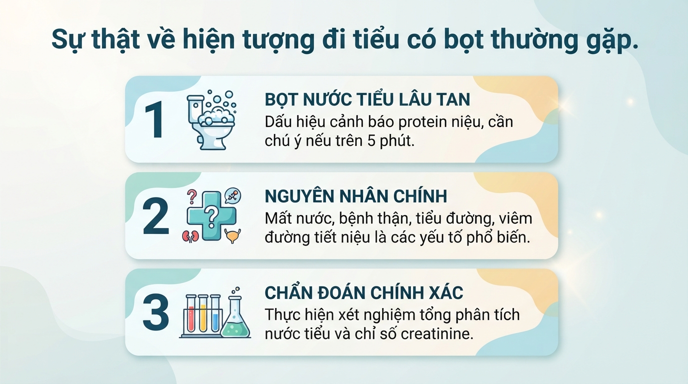 Đi tiểu có bọt là dấu hiệu gì? Nguyên nhân và cách xử trí