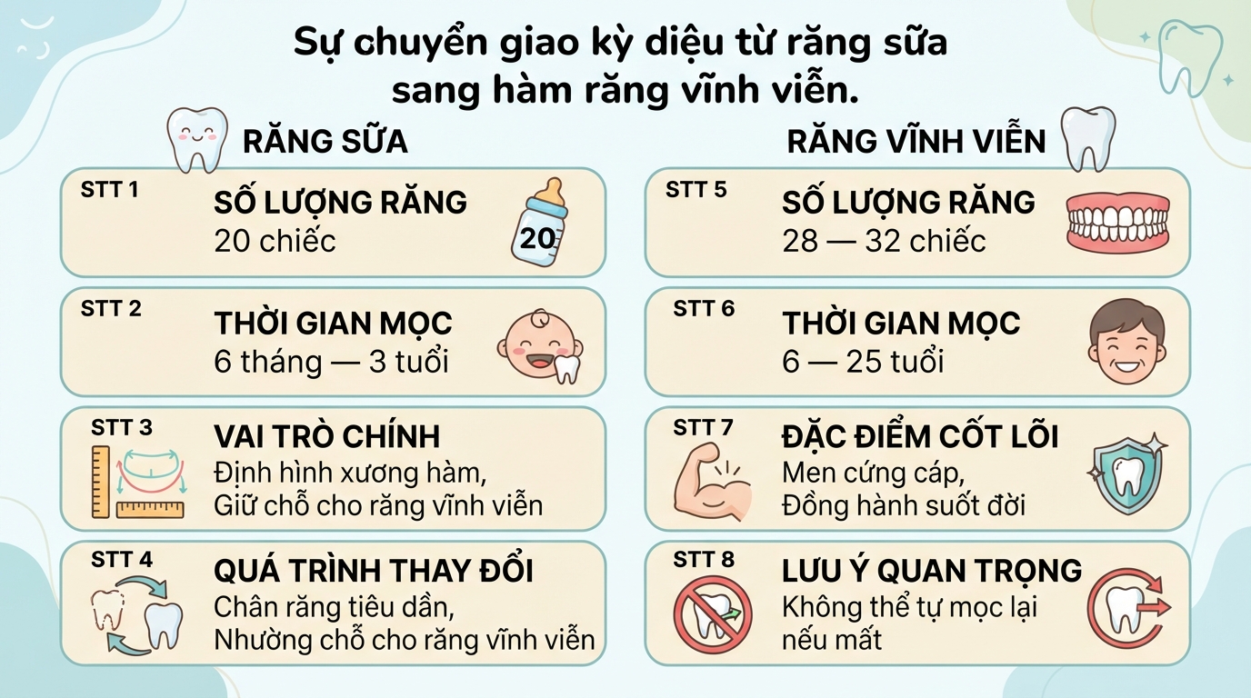 Con người có bao nhiêu cái răng? Sơ đồ và chức năng từng loại răng