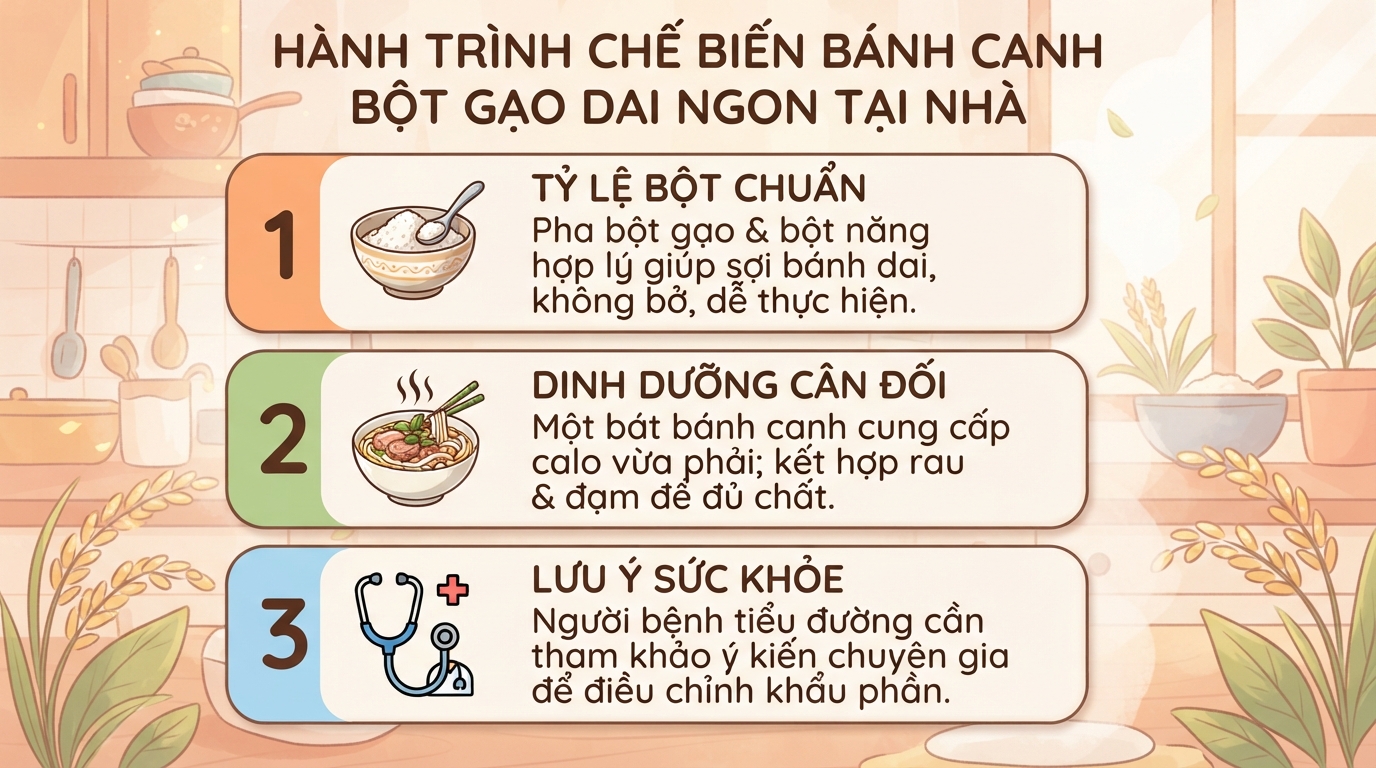 Bánh canh bột gạo là gì? Cách làm dai ngon và lưu ý dinh dưỡng