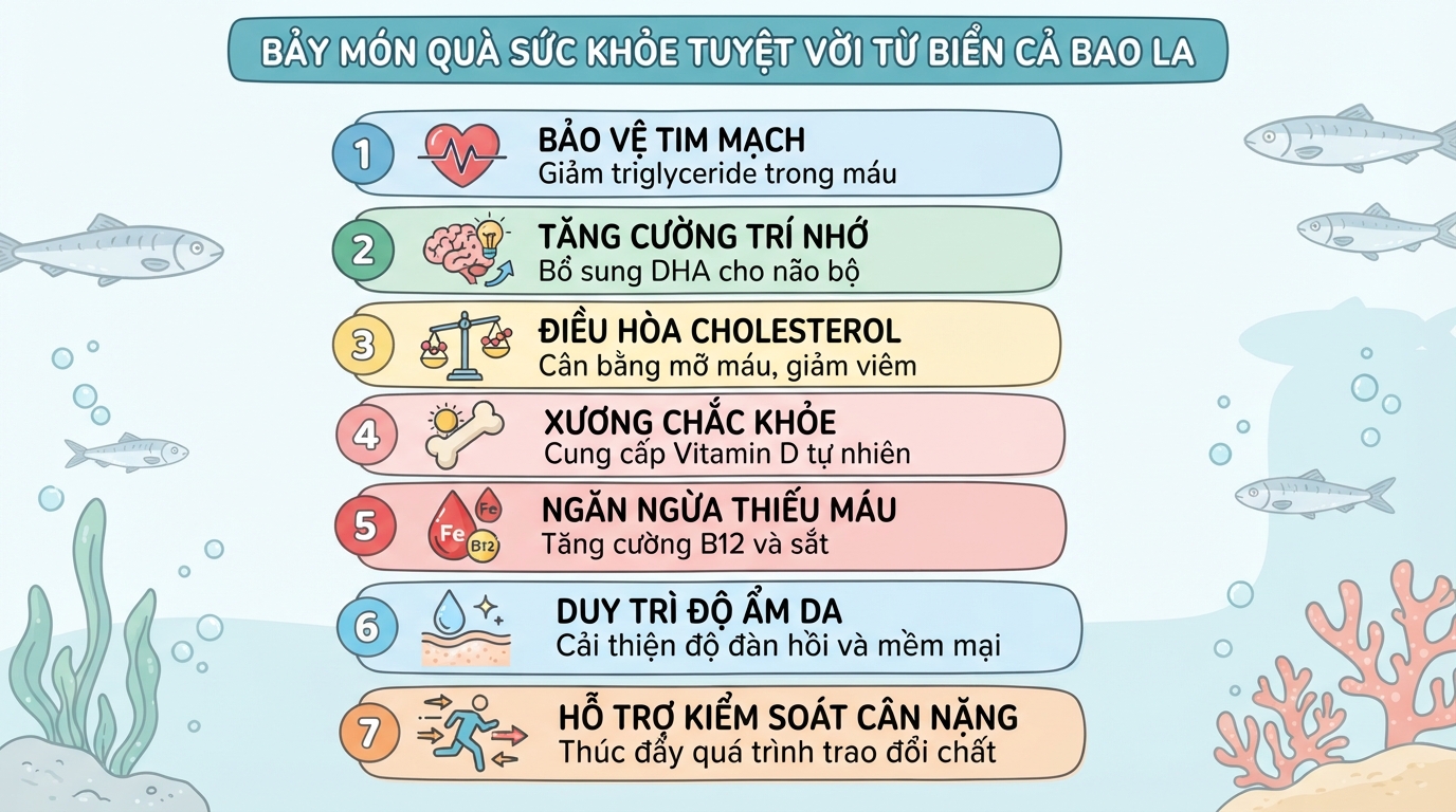 Cá trích: Dinh dưỡng, 7 lợi ích cho sức khỏe và lưu ý khi dùng