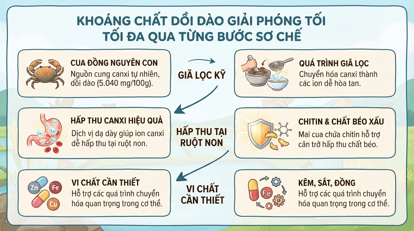 Cua đồng: Giá trị dinh dưỡng, tác dụng sức khỏe và các lưu ý
