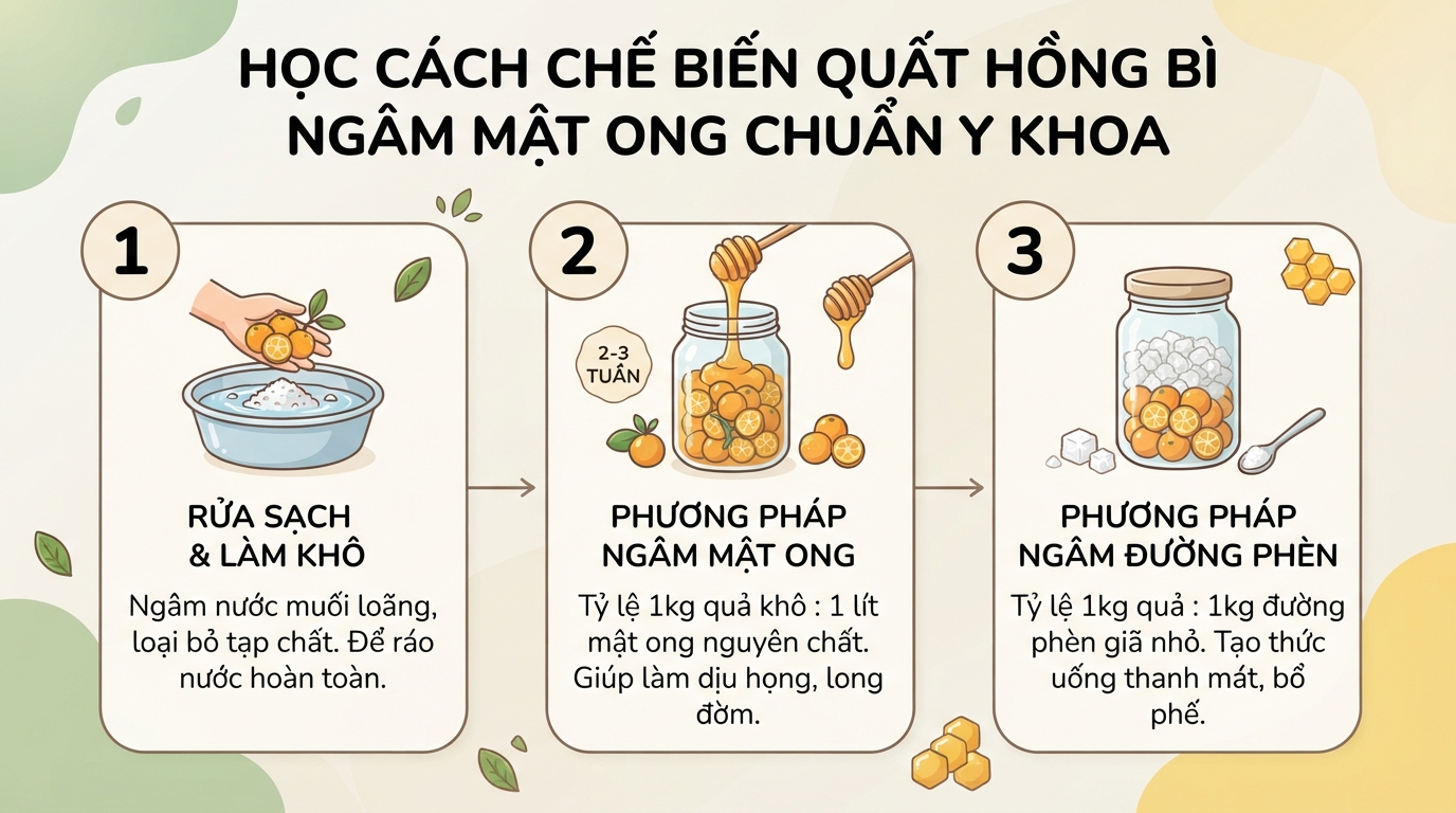 Quất hồng bì: 6 tác dụng, trị ho, tiêu hóa và cách ngâm mật ong chuẩn