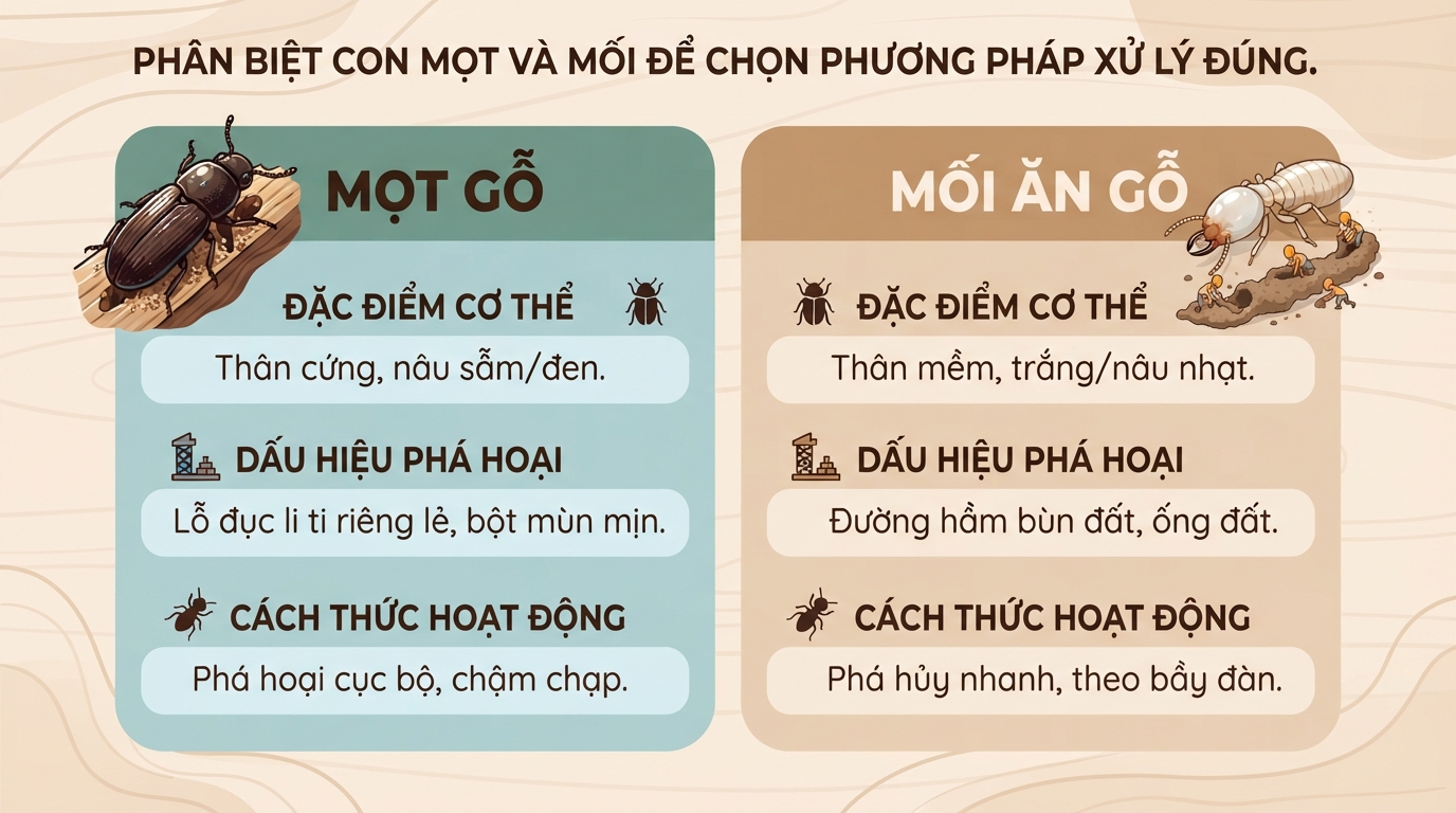 Con mọt gỗ: Dấu hiệu nhận biết, tác hại sức khỏe và cách xử lý hiệu quả