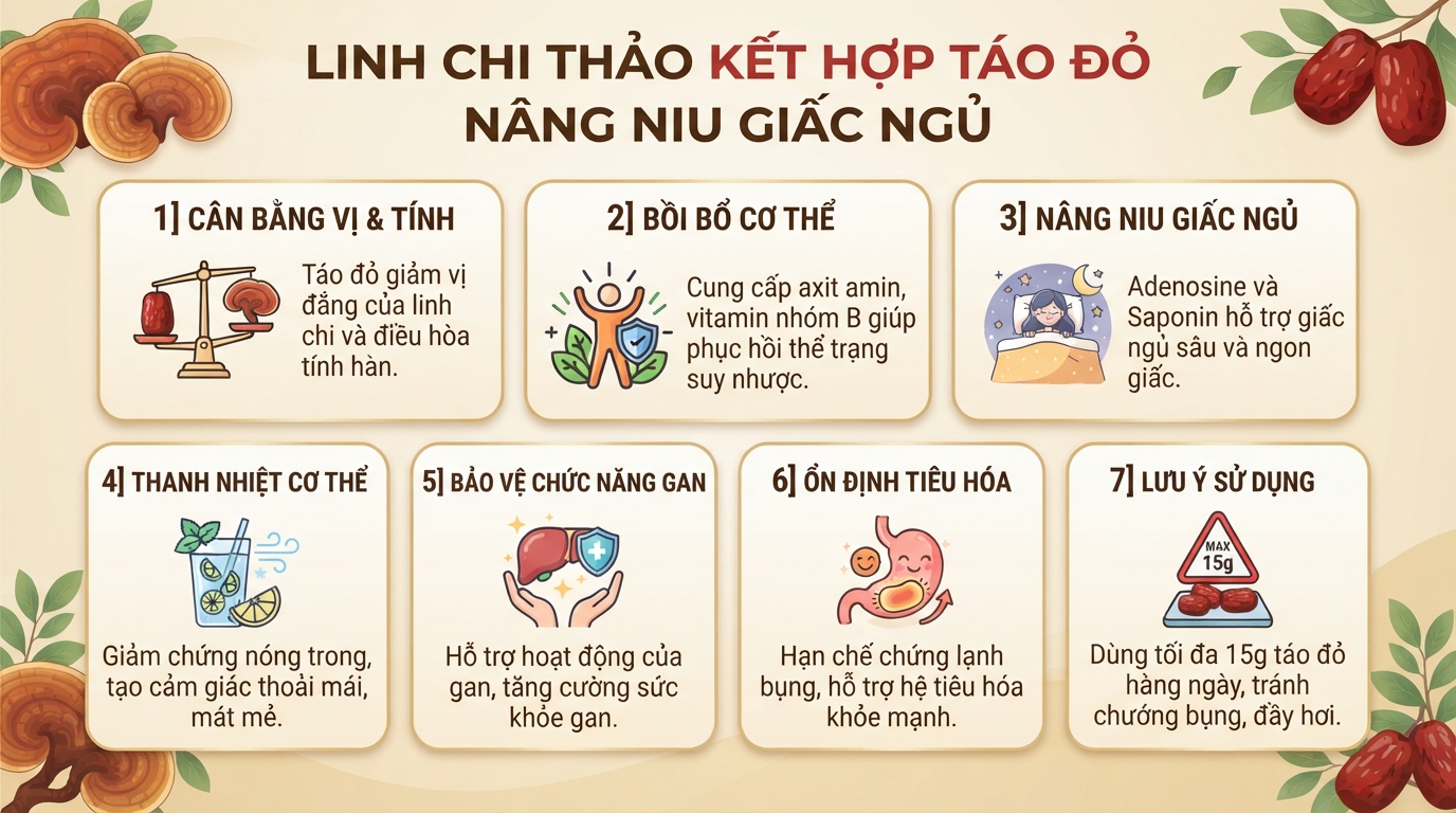 Linh chi thảo: Công dụng và cách dùng phối hợp táo đỏ hiệu quả