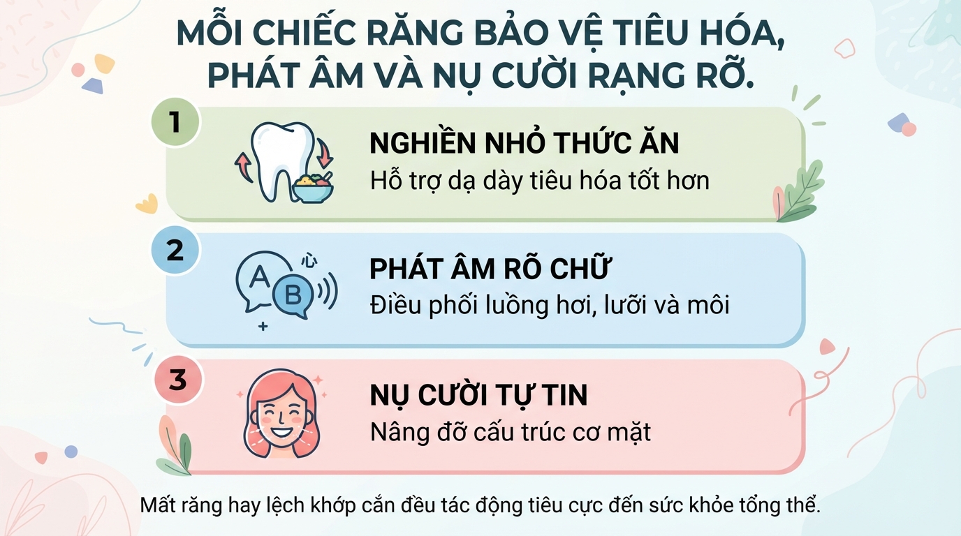 Con người có bao nhiêu cái răng? Sơ đồ và chức năng từng loại răng