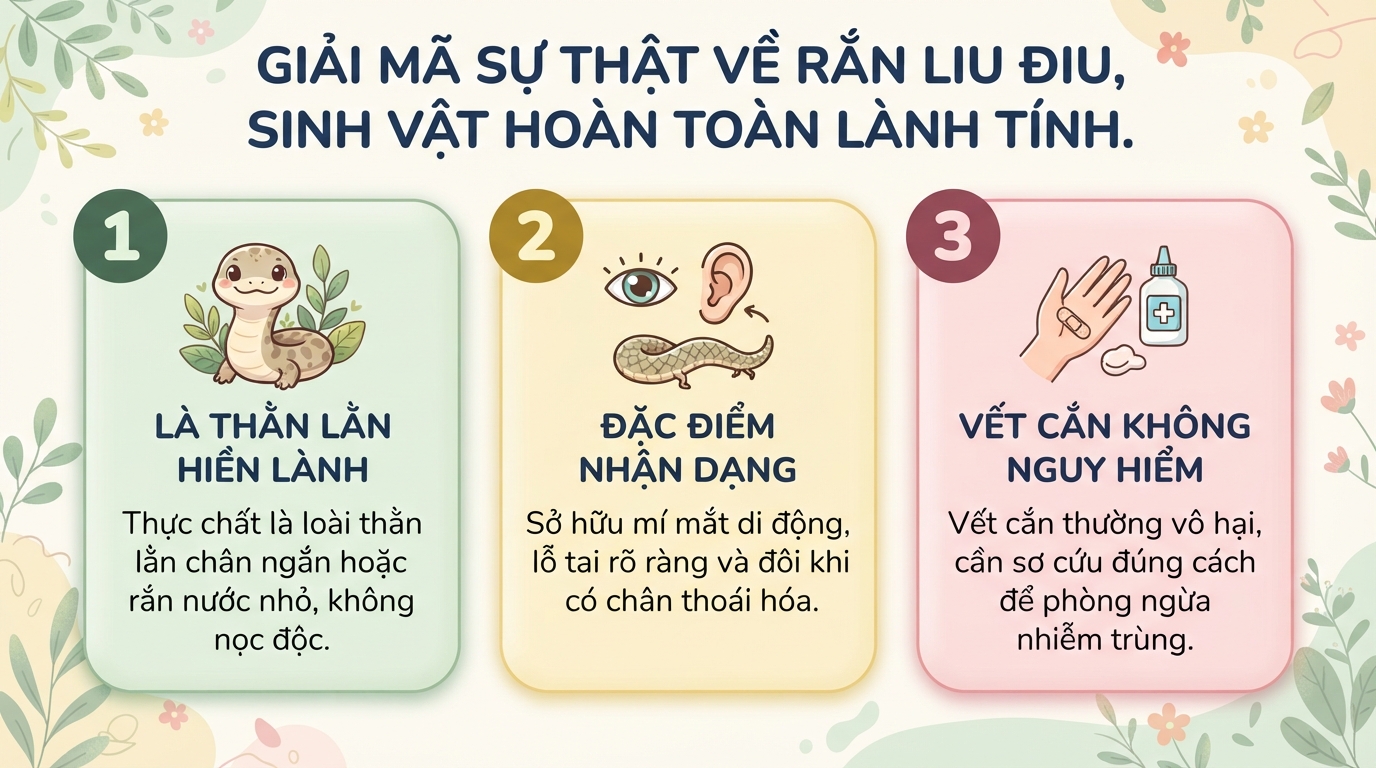 Rắn liu điu có độc không? Đặc điểm nhận dạng và cách xử trí vết cắn