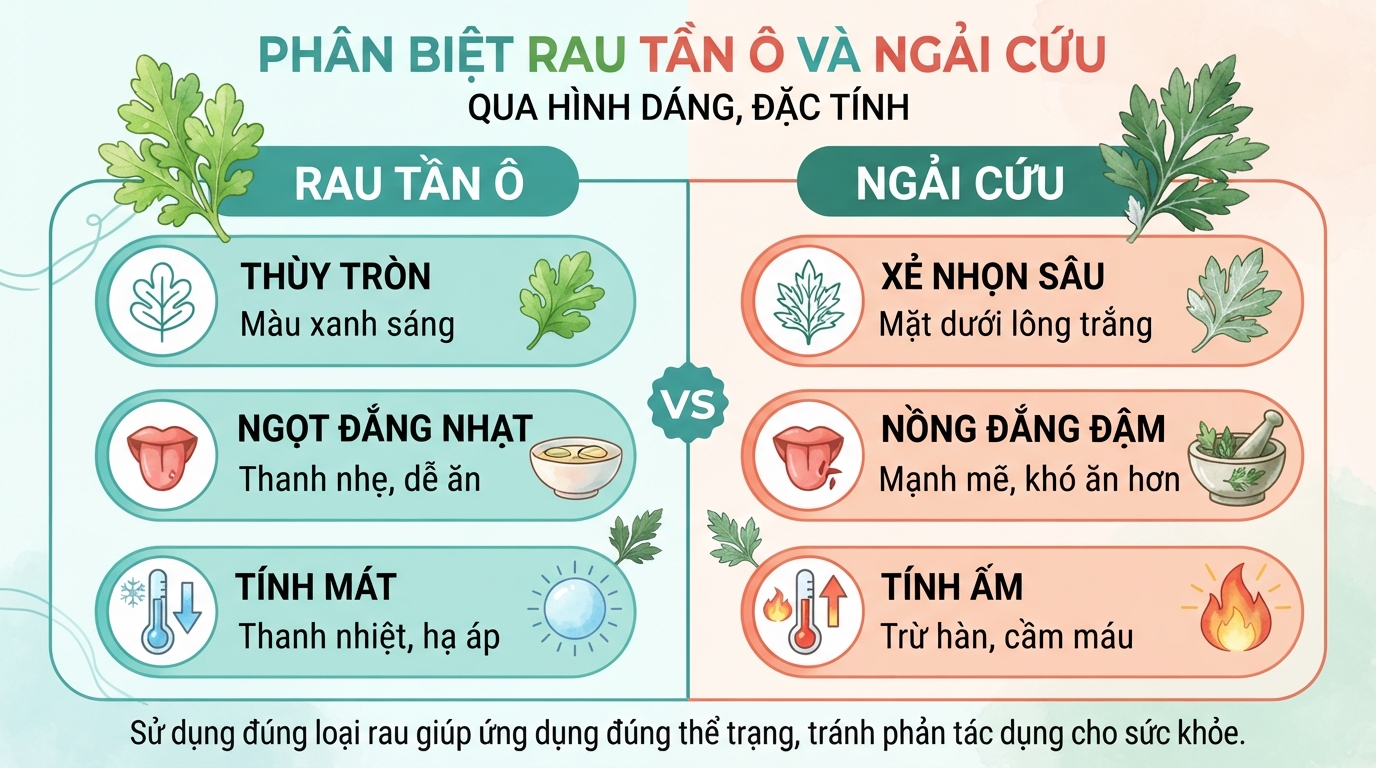 Rau tần ô có tác dụng gì? Cách dùng và phân biệt rau tần ô với ngải cứu