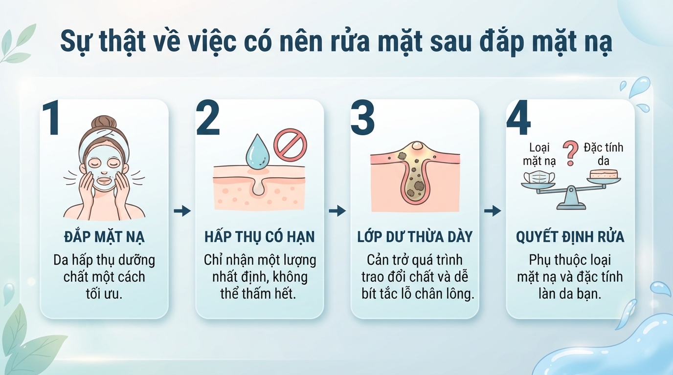 Đắp mặt nạ xong có cần rửa mặt không? Cách dùng đúng bạn nên biết