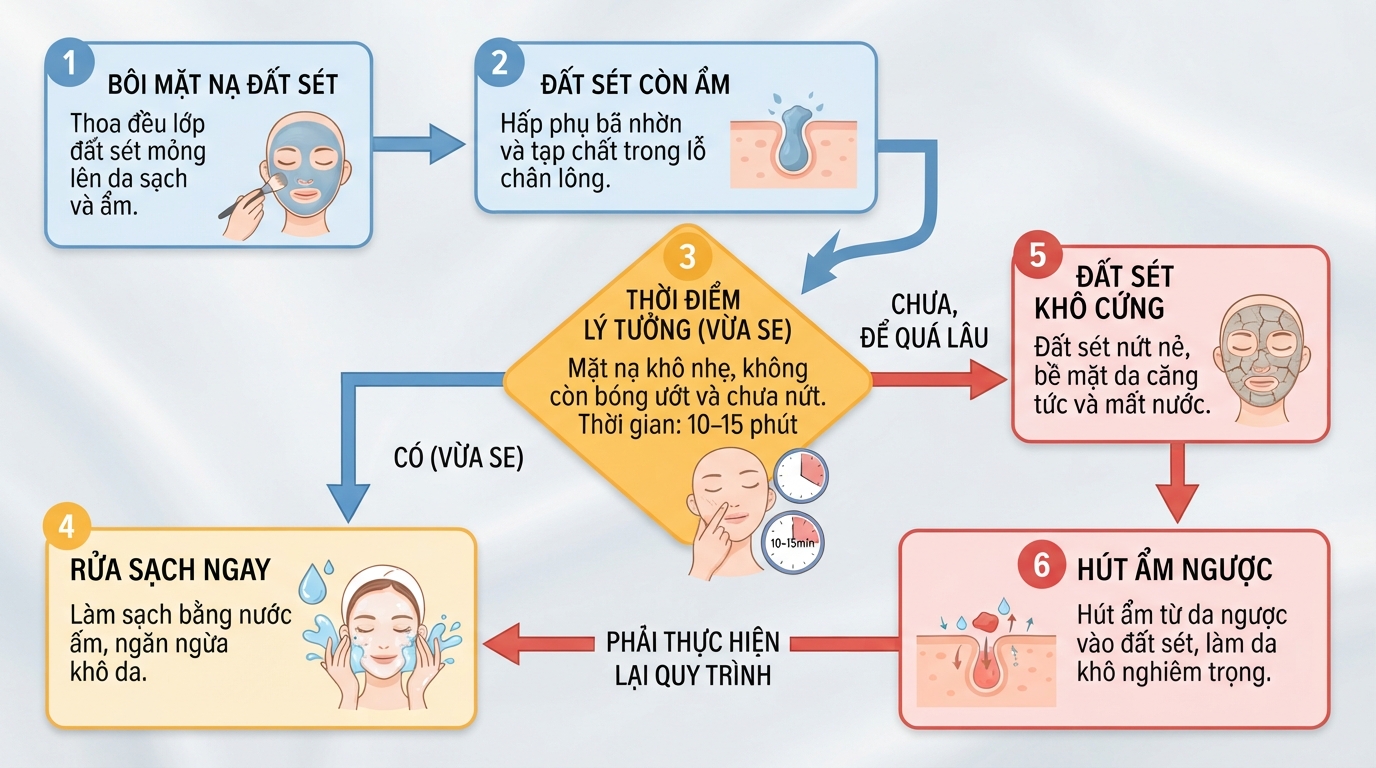 Rửa sạch lớp đất sét khi vừa se lại giúp ngăn ngừa hiện tượng hút ẩm ngược.