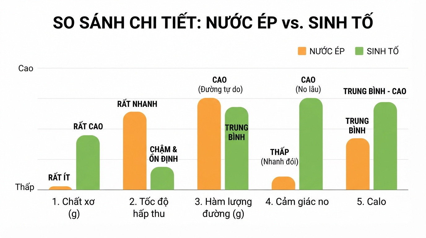 Sinh tố giữ trọn chất xơ tự nhiên giúp kiểm soát đường huyết tốt hơn so với nước ép.