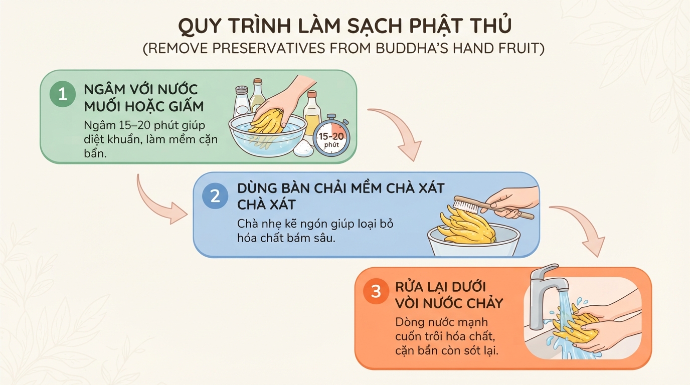 Sơ chế đúng cách giúp loại bỏ tối đa hóa chất bảo quản trước khi chế biến.