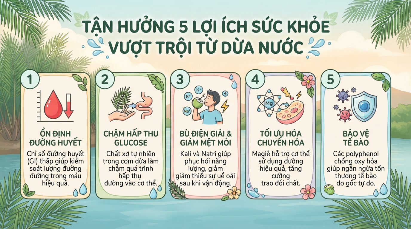 Dừa nước: Giá trị dinh dưỡng, công dụng và lưu ý quan trọng khi dùng