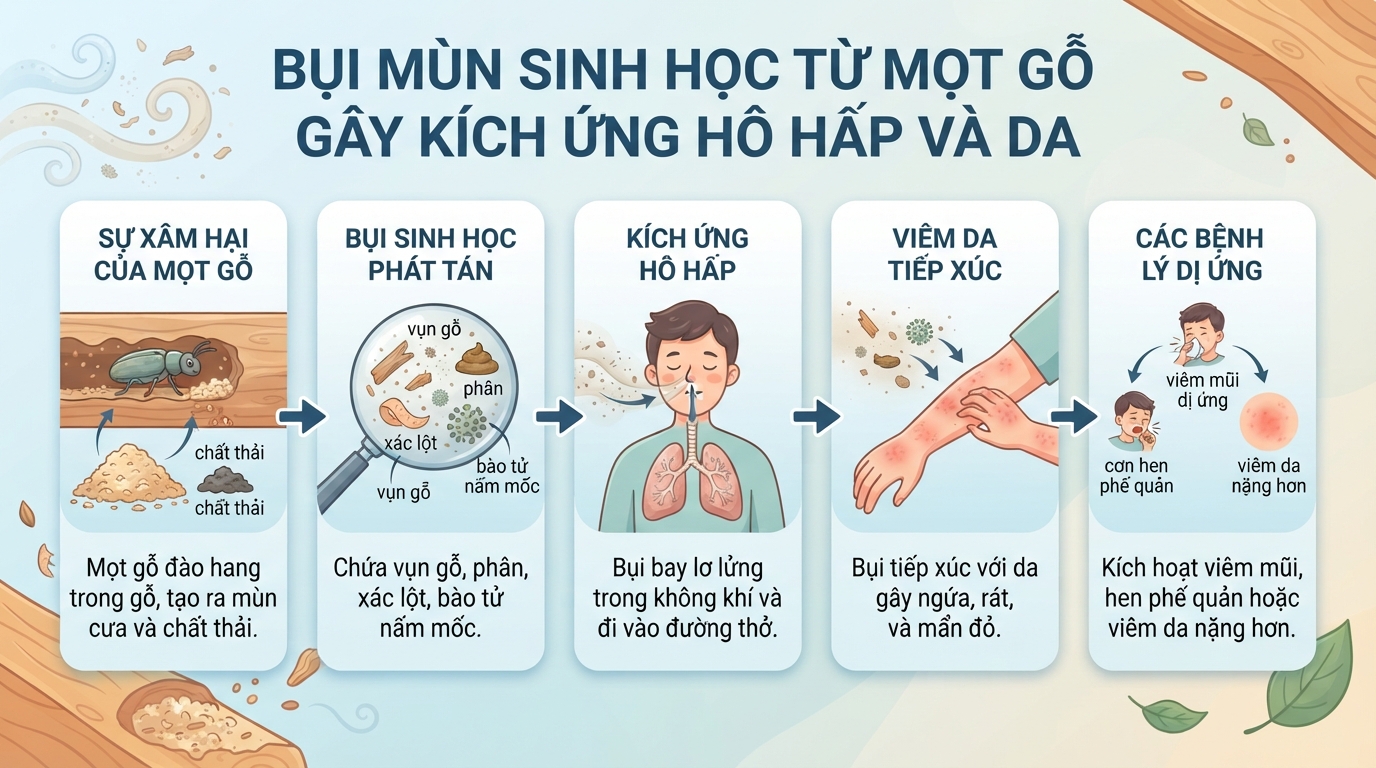 Con mọt gỗ: Dấu hiệu nhận biết, tác hại sức khỏe và cách xử lý hiệu quả