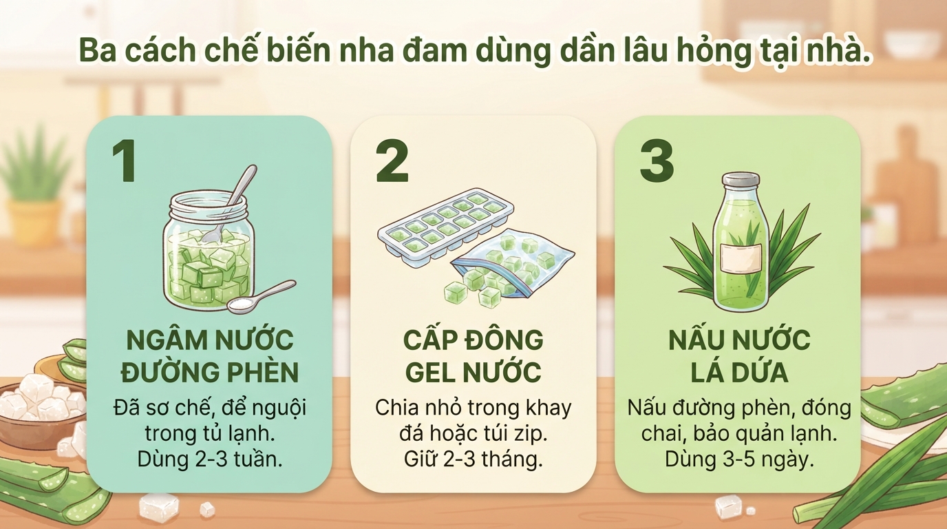 Cách chế biến nha đam giòn ngon, hết nhớt và không đắng