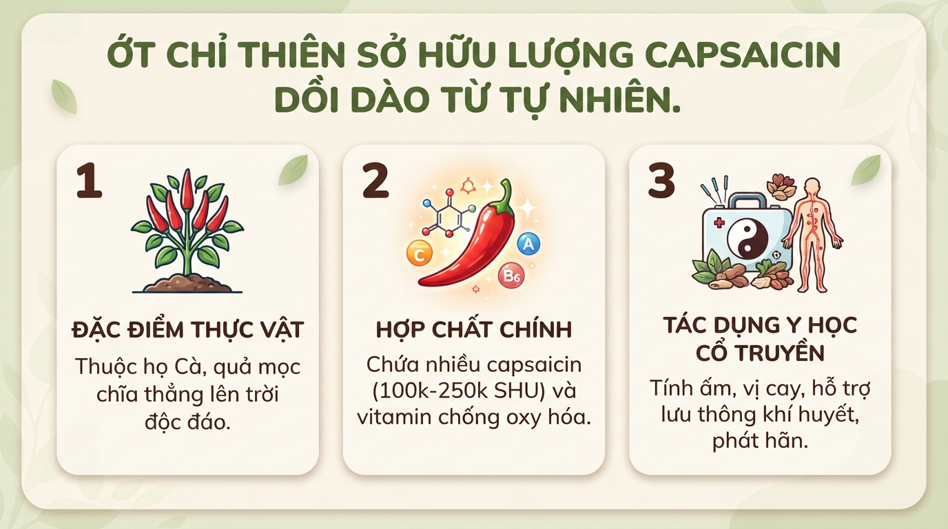 Ớt chỉ thiên: tác dụng cho sức khỏe, cách dùng và lưu ý khi sử dụng