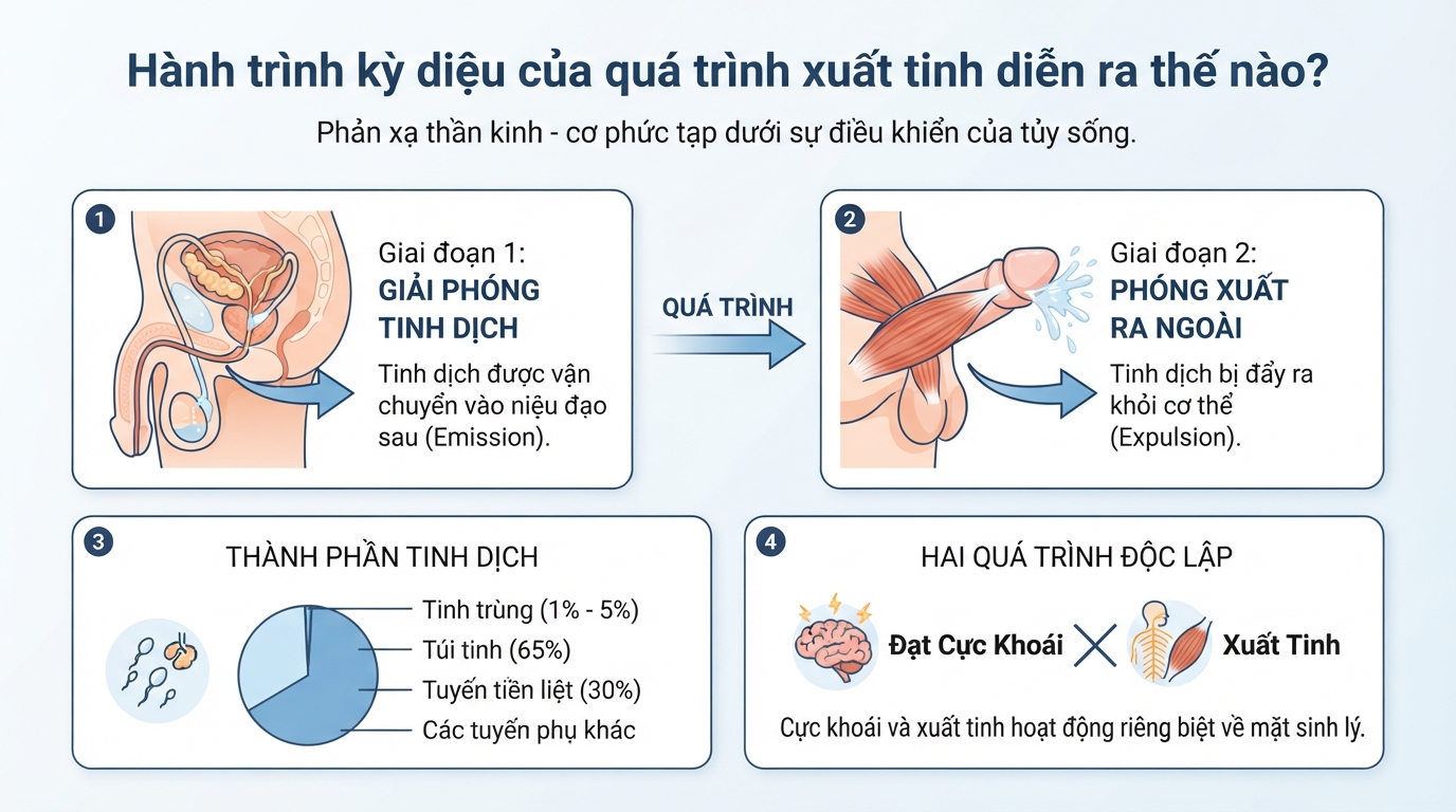 Xuất tinh ở nam giới: Cơ chế sinh lý, chỉ số chuẩn và các rối loạn