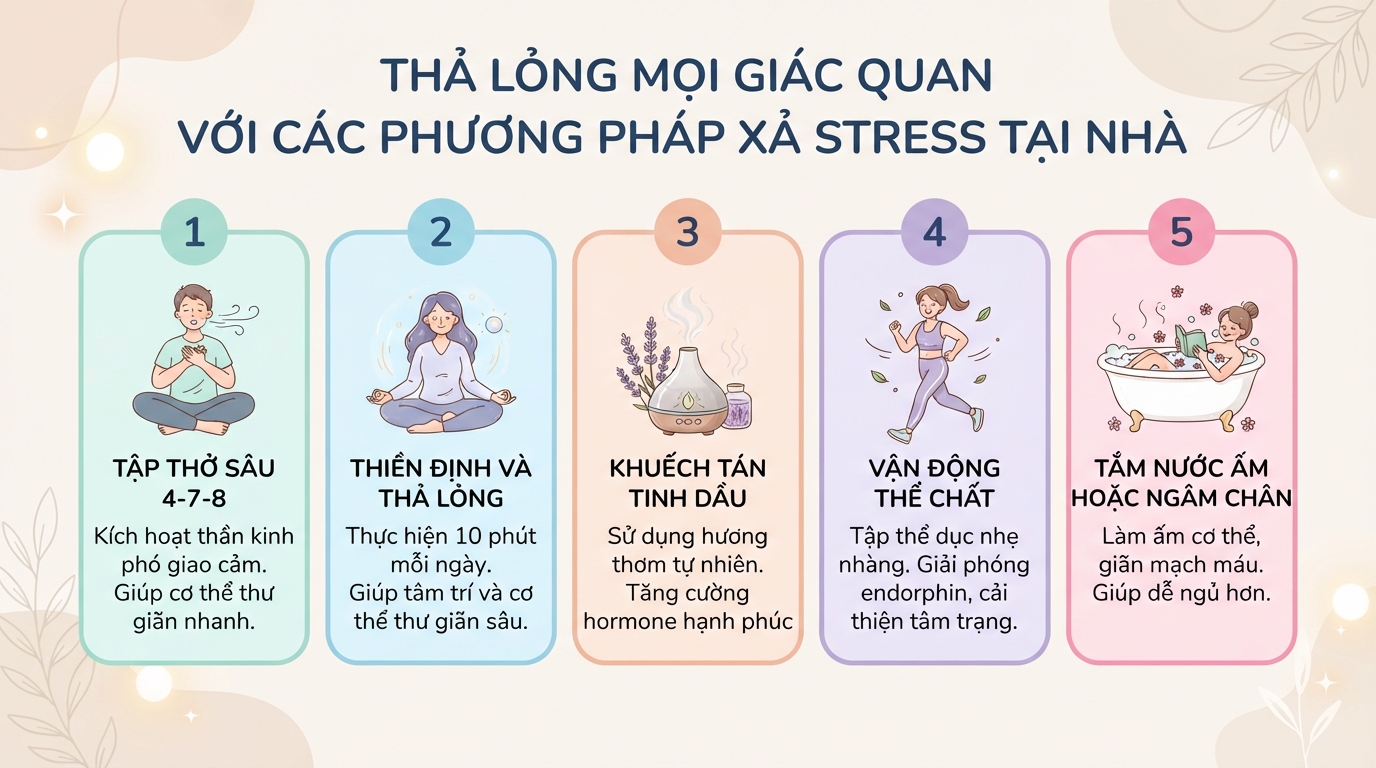 5 cách xả stress tại nhà giúp thư giãn tinh thần hiệu quả
