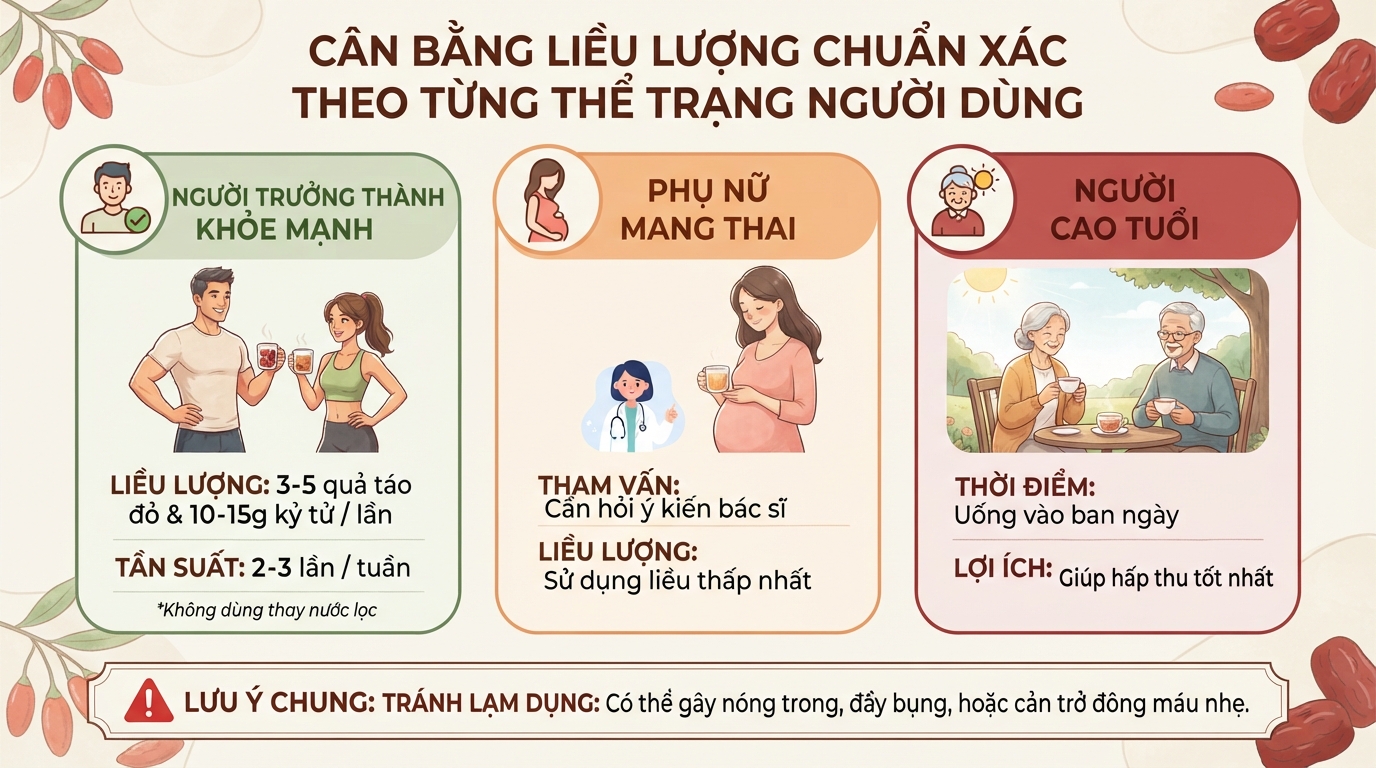 Trà táo đỏ kỷ tử: Công dụng, cách pha chuẩn vị và lưu ý quan trọng