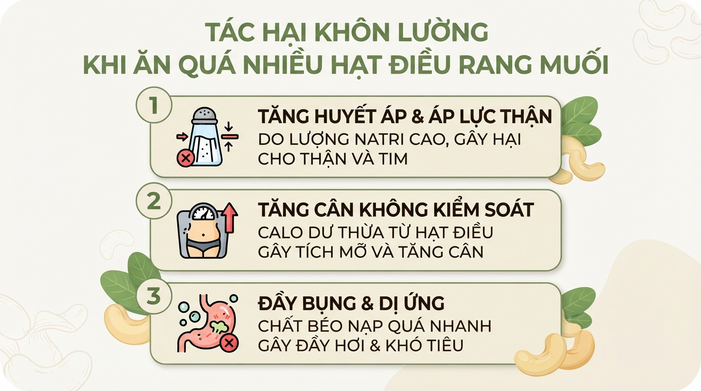 Hạt điều rang muối: Lợi ích sức khỏe và cách ăn hợp lý