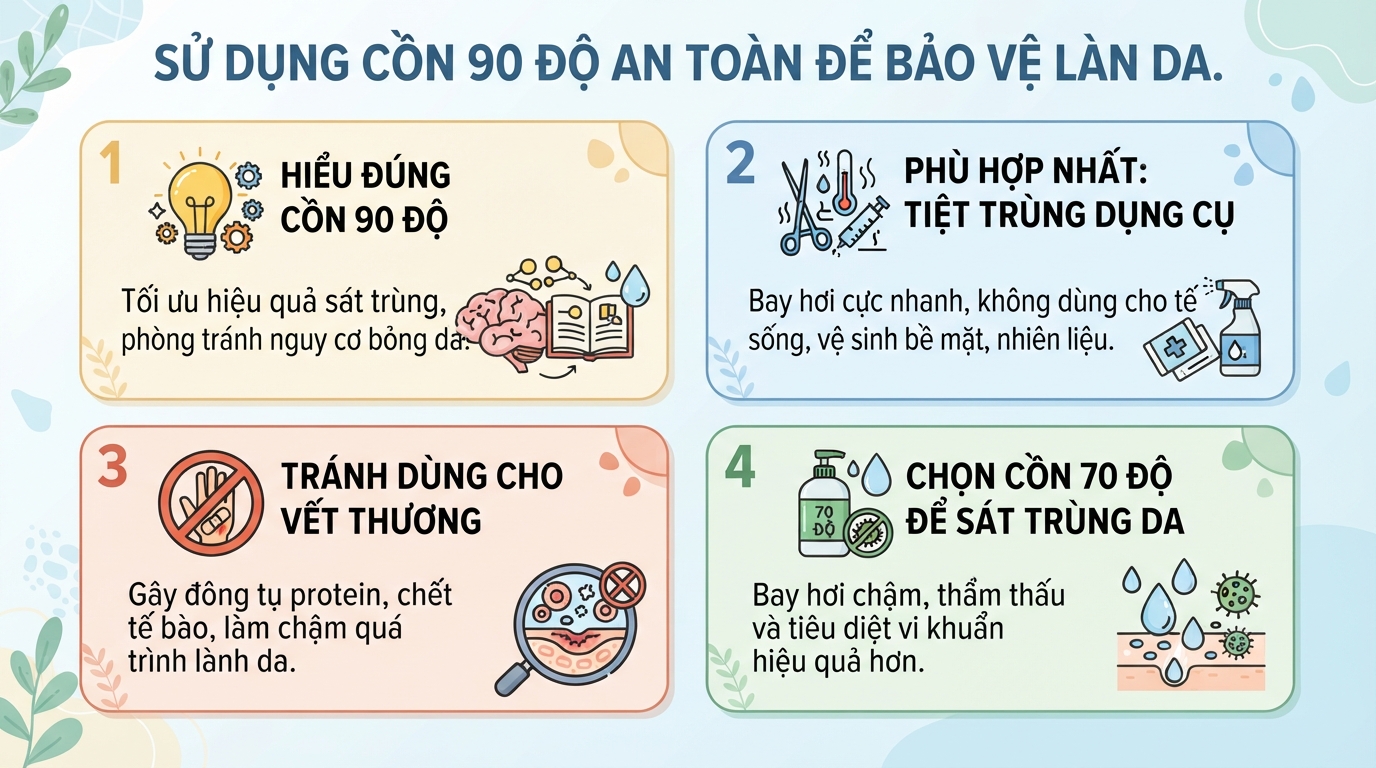 Cồn 90 độ có tác dụng gì? Cách phân biệt và sử dụng an toàn