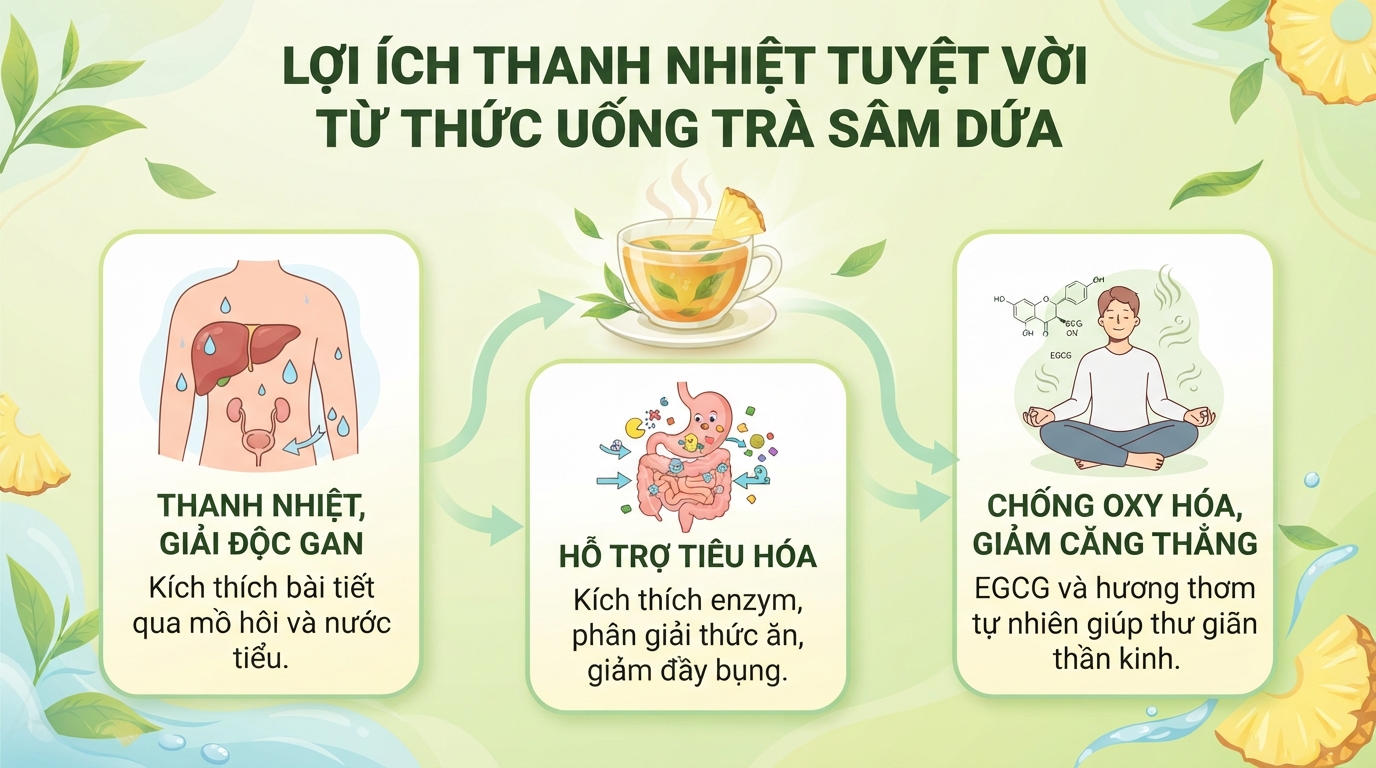 Trà sâm dứa: Thành phần, tác dụng và cách uống đúng giúp mát gan