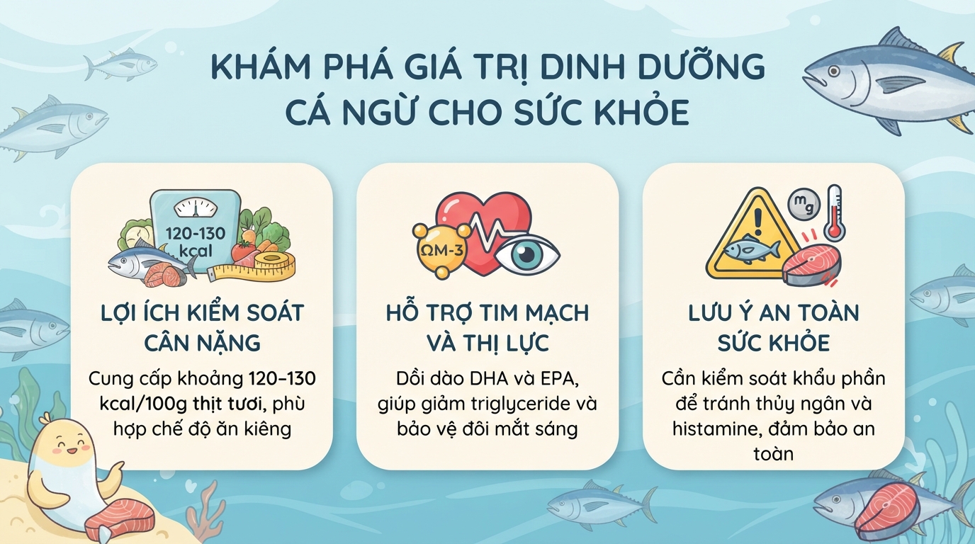 Cá ngừ có tác dụng gì? Dinh dưỡng, calo và lưu ý khi ăn
