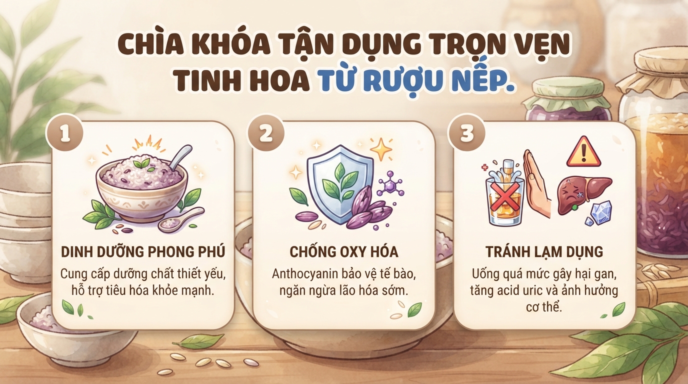 Rượu nếp có tốt không? Công dụng, tác hại và lưu ý khi dùng