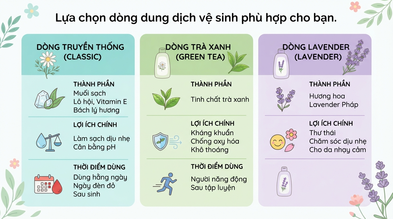 3 loại dung dịch vệ sinh phụ nữ Dạ Hương và cách sử dụng đúng