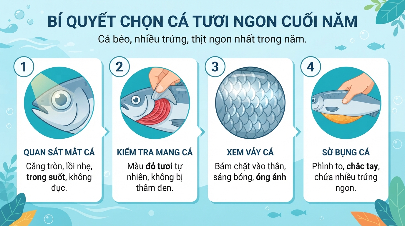 Thời điểm cuối năm là lúc cá đạt chất lượng thịt béo và nhiều trứng nhất.