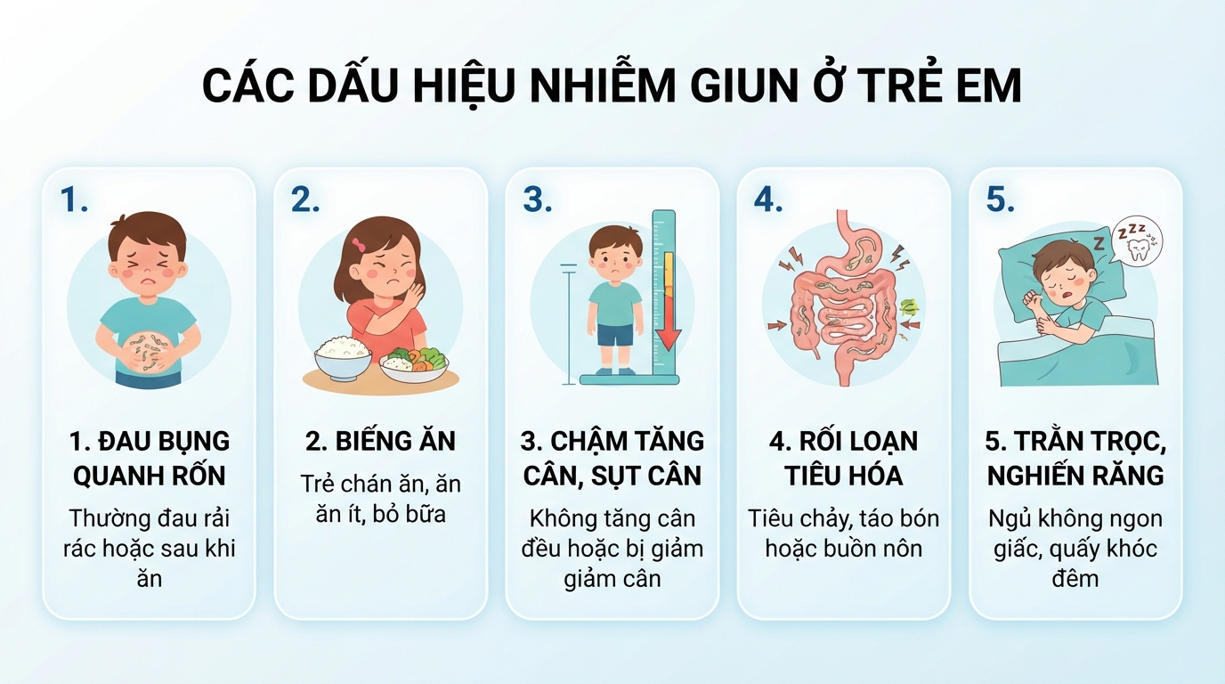 Thời điểm xuất hiện đau bụng quanh rốn thường rải rác hoặc sau khi ăn.