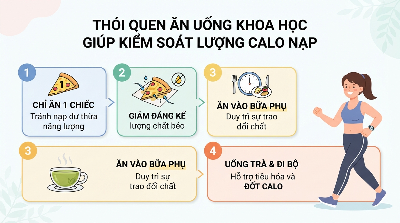 Thói quen ăn uống khoa học giúp kiểm soát lượng calo nạp.