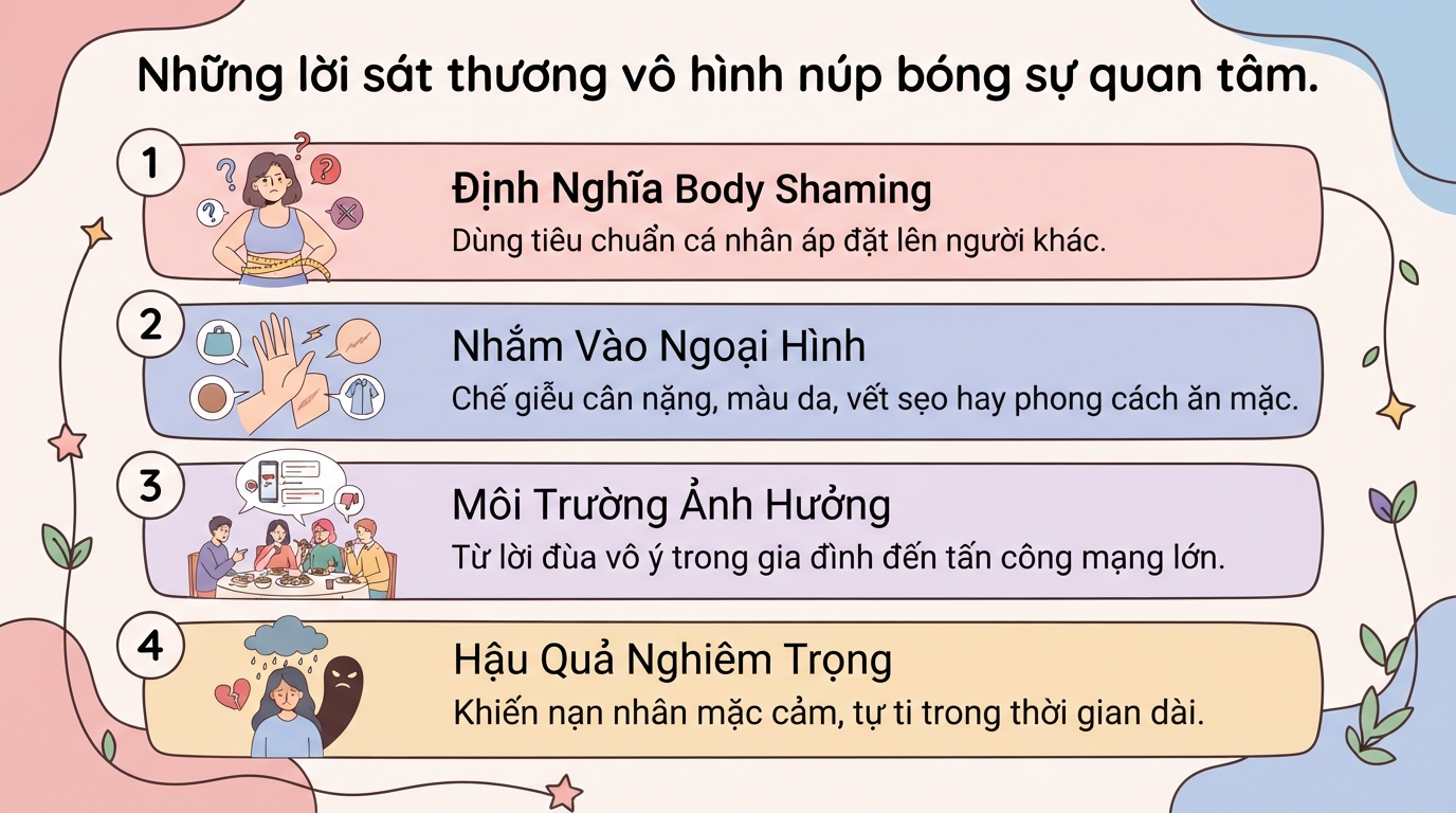 Body shaming là gì? Dấu hiệu và cách vượt qua mặc cảm ngoại hình