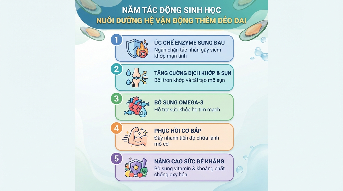 Vẹm xanh có tác dụng gì? Lợi ích cho xương khớp và lưu ý khi dùng