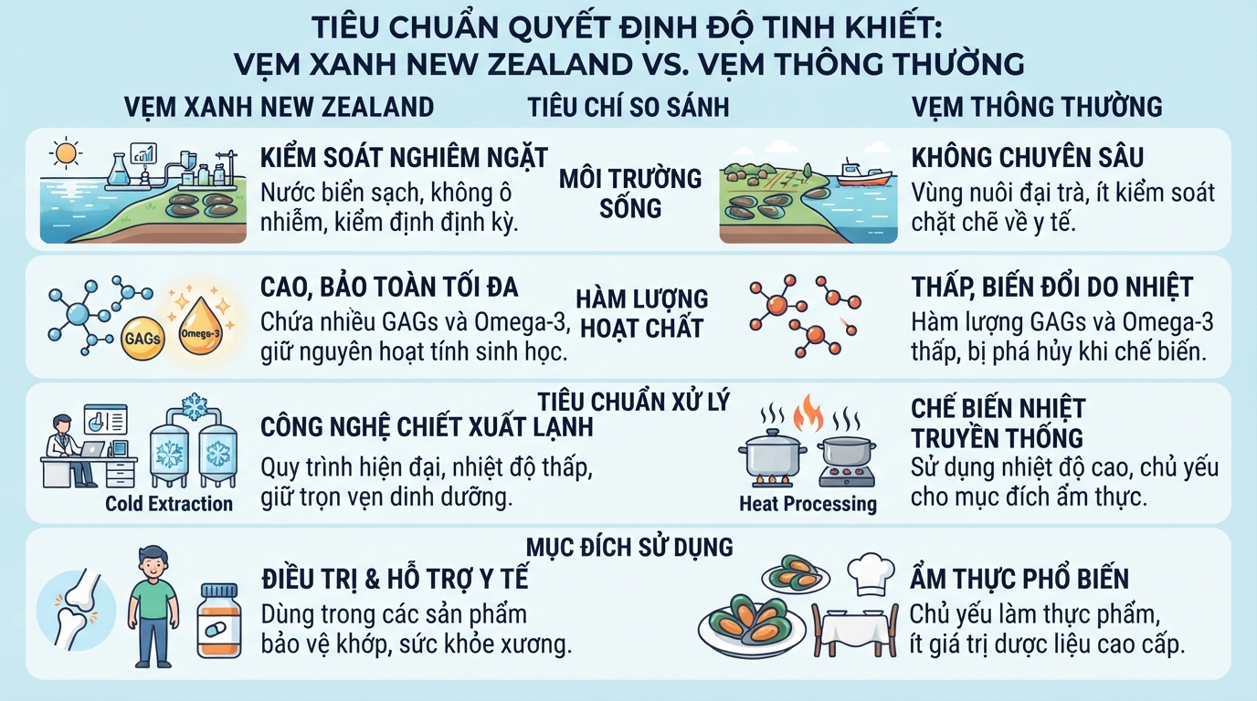Tiêu chuẩn kiểm soát nguồn nước và công nghệ chiết xuất lạnh quyết định độ tinh khiết sản phẩm.