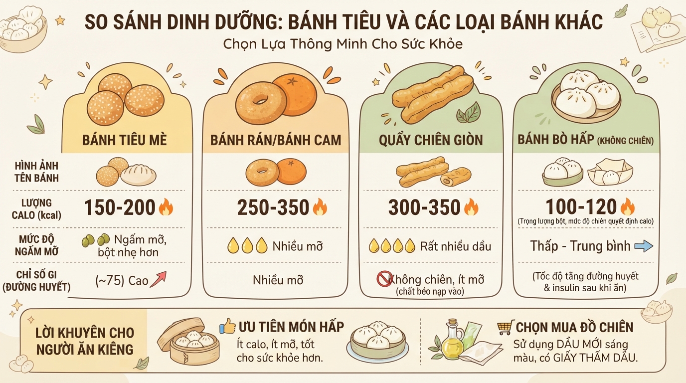 Bánh tiêu bao nhiêu calo? Cách làm bánh tiêu ngon chuẩn vị ngay tại nhà