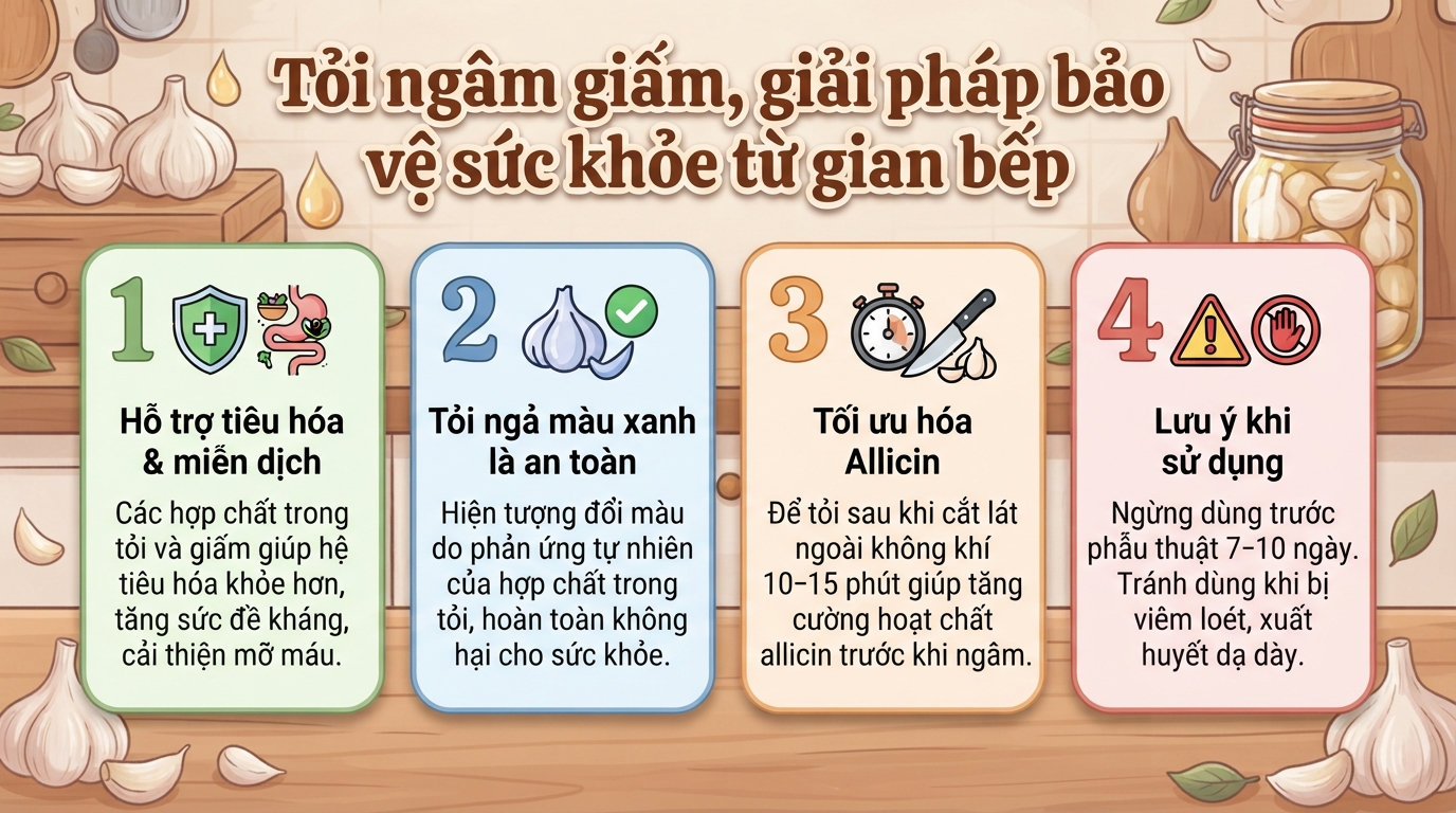 Tỏi ngâm giấm có tác dụng gì? Cách ngâm trắng giòn, không bị xanh