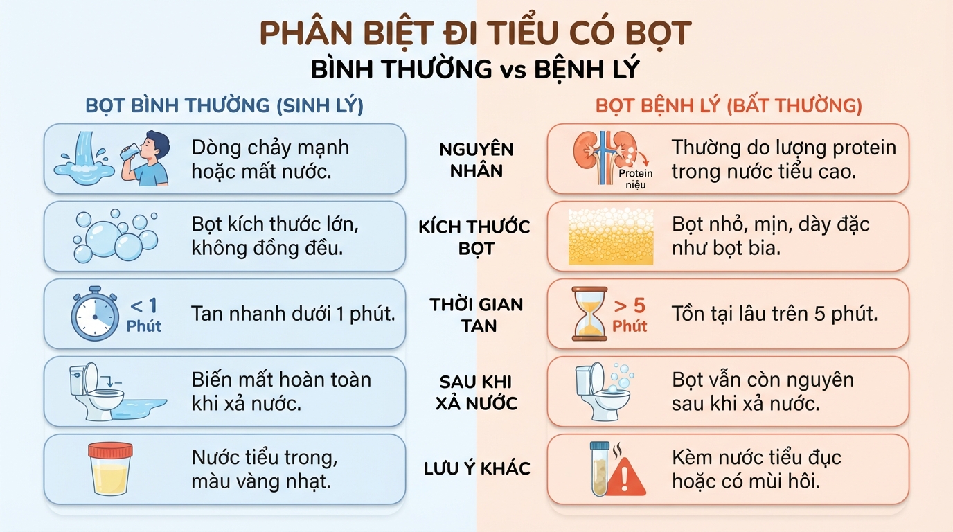 Đi tiểu có bọt là dấu hiệu gì? Nguyên nhân và cách xử trí